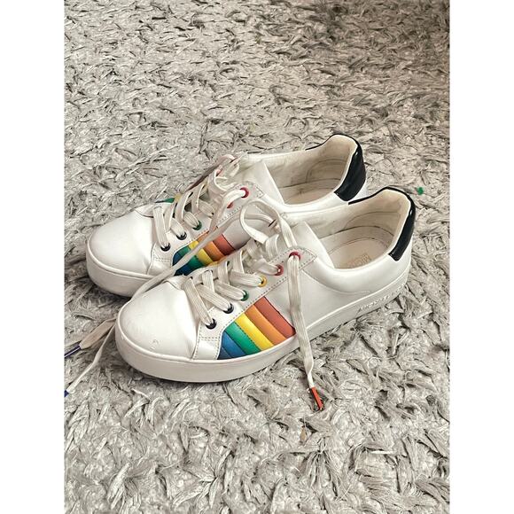 Michael Kors Poppy Lace Up Rainbow Sneakers 9.5 M - Picture 4 of 12